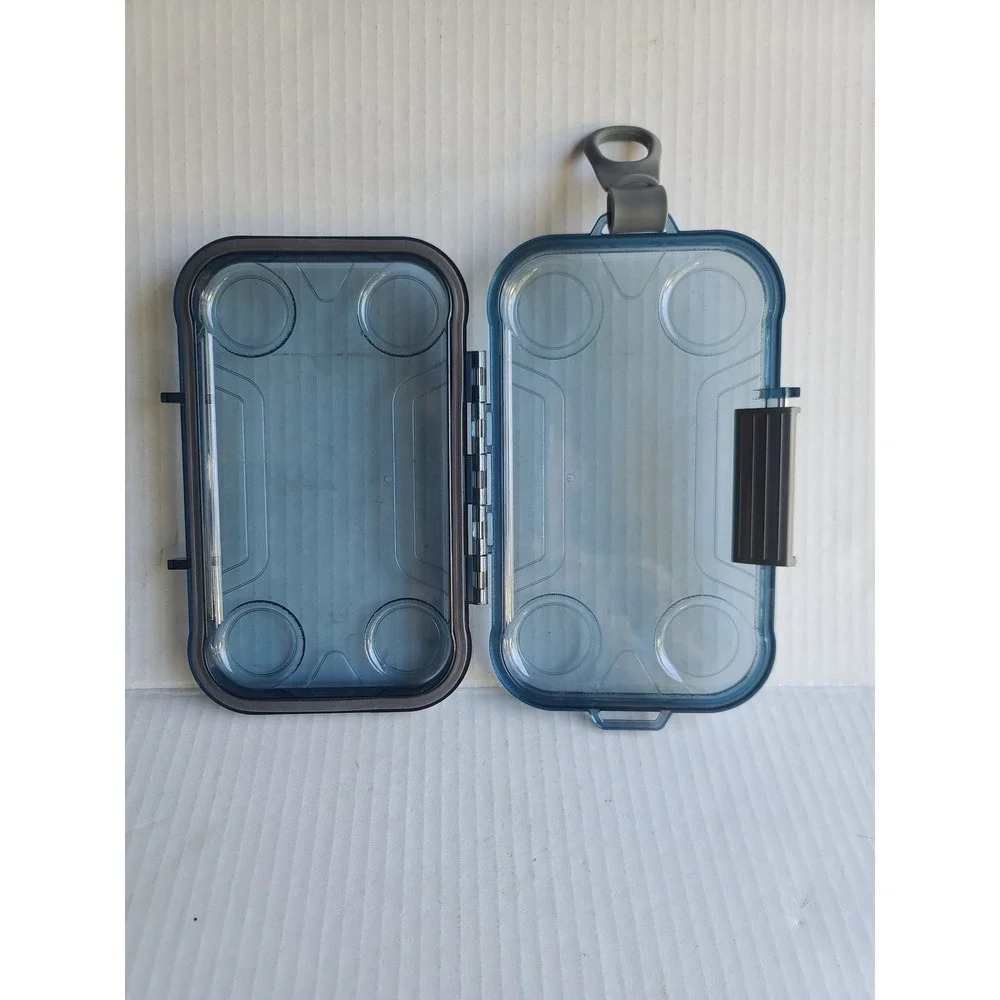 Waterproof Dry Box Translucent Blue Small Utility Case with Latch and Loop EDC